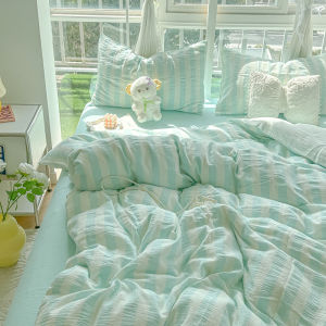 Dansunreve 1 ชิ้น ปลอกผ้านวม 5 ฟุต แถบ duvet cover 6ฟุต เกี่ยวกับเรขาคณิต ฟ้า/ชมพู/เหลือง ไม่มีผ้านวม