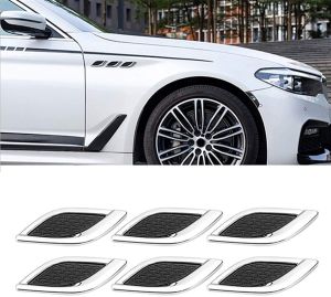 6PCS Auto Car Air Flow Vent Fender Sticker Intake Shark Grille Net Door Hood Decal