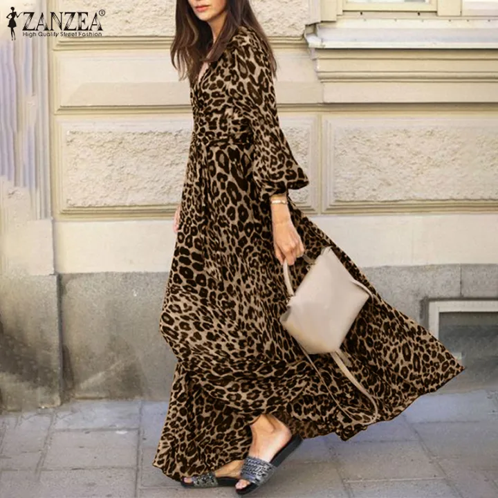 Long best sale leopard dress