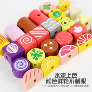 STEM Children BBQ Playset Wooden Skewers Educational Learning Colors Eye Hand Coordination Balance Stem Kids Fun Toys