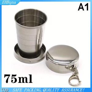 COD 250ml thép không gỉ gấp Cốc du lịch ngoài trời cắm trại di động ráp cốc nước với Keychain có thể thu vào tách trà