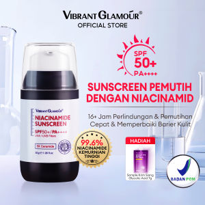 VIBRANT GLAMOUR [BPOM] Niacinamide Whitening Sunscreen SPF50+ PA++++ UVA/UVB Sunscreen Melindungi Kulit Wajah Tubuh 5X Ceramide Memperbaiki Skin Barrier Mencerahkan Flek Hitam Bintik Melembabkan