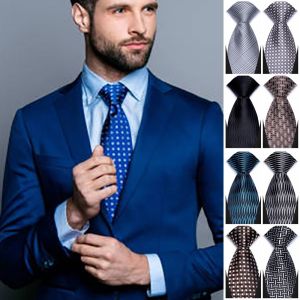 XIJIBAN Polyester Mens Ties 8cm146cm Jacquard Woven Jacquard Woven Necktie Fashion Plaid  Stripe Groom Wedding Neckwear Business Occasions