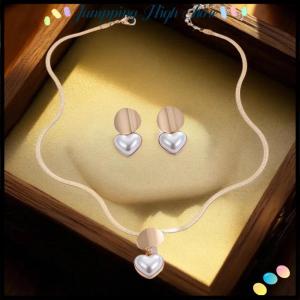 【Jumpping】 ชุดต่างหูสร้อยคองูรูปหัวใจสุดสร้างสรรค์สำหรับผู้หญิงเครื่องประดับ2ชิ้น