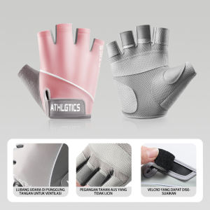 【Ready】Sarung Tangan Olahraga Fitness Glove Half Finger Glove Sport Angkat Beban Perlindungan Matahari non-slip Bernapas Half Finger Glove