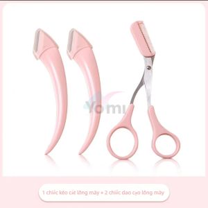 Bộ 3 Dụng Cụ Cắt Tỉa Lông Mày Chuyên Nghiệp Với Kéo Và Lưỡi Dao Cạo