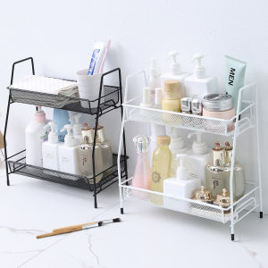 Nordic INS Wrought Iron Cosmetic Rack Storage Rack Kitchen Desk Double Dormitory Artifact Desktop Storage (READY STOCK)