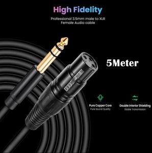 6.35mm Male to XLR Male Microphone Audio HiFi Balanced Cable Interconnect Cord for Guitar Speaker Mixer 1m/2m/3m/5m/10m