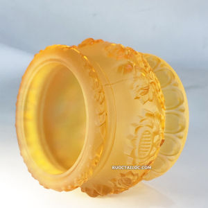 Lư hương bát nhang thờ cúng lưu ly vàng ngọc họa tiết hoa sen có lá nhiều size 4-5-6-7 inch