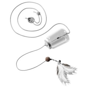 OUTOPEN Scratch Rope Cat Toy Food Feeder Leak Food Food Feeder Self Entertaining Cat Toy Durable Pet Accessory Feather Toys Cat Treat Dispenser Toy Mental Stimulation