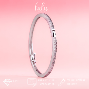 Lulu Moissanite Jewelry Clara Round Cut Bangle Bracelet 26CT Lapis Emas 18K Sertifikat GRA