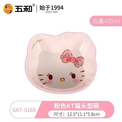 【SG Seller🇸🇬】WUHE Hello Kitty Kids Tableware Set Spoon Bowl Cup Plate Melamine for Baby & Toddler