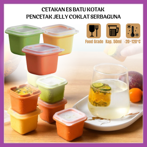 Cetakan Es Batu Bentuk Kotak Kecil Dengan Tutup Serbaguna Mini Ice Cube Mold Single Square Food Grade Wadah Alat Pencetak Jelly Pudding Cokelat Anti Pecah - FR Gallery
