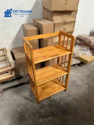 Kệ sách ngang 50 cm 3 tầng nhỏ gọn tiện dụng gỗ cao su chắc chắn hai màu - giá sách lắp ráp 3 tầng