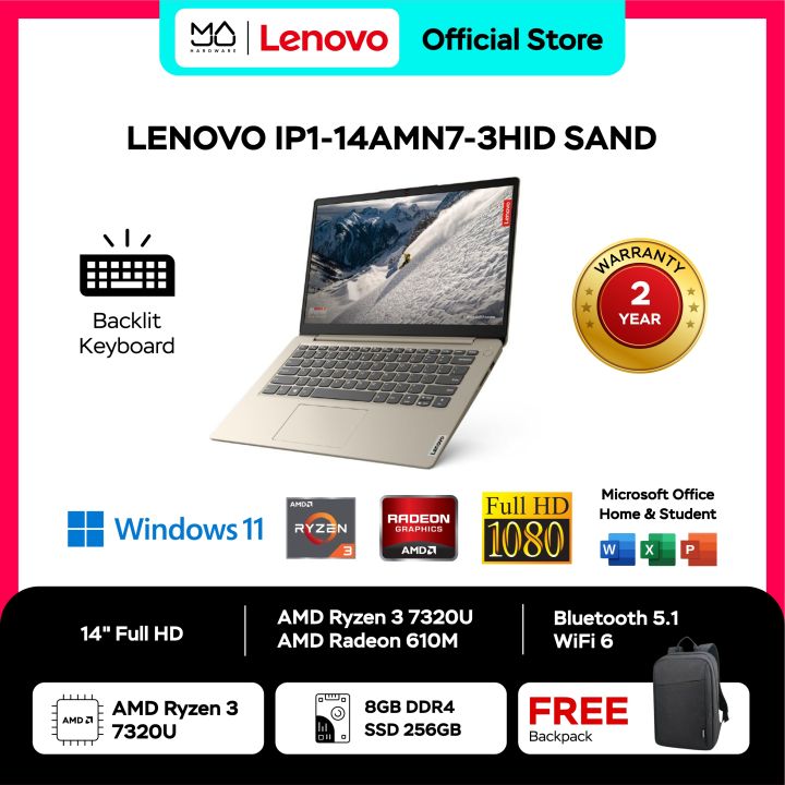LAPTOP LENOVO IDEAPAD IP1 14AMN7 3HID R3-7320U 8/256 GREY Lazada