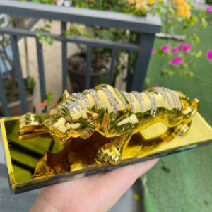 Tượng Hổ đính đá cáo cấp trang trí Taplo xe ô tô bàn làm việc phòng khách