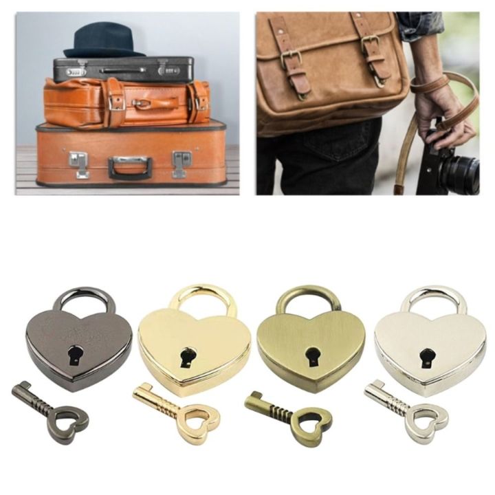 ZANWIT Vintage Metal Suitcase Diary Book Bag Mini Padlock Key Lock ...