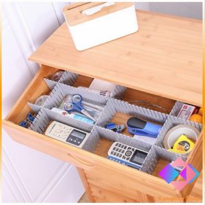 ตัวแบ่งลิ้นชักเก็บของ จัดระเบียบพาร์ติชั่นการจําแนกแบ่งลิ้นชักพลาสติก การแบ่งส่วนถุงเท้าชั้นใน Drawer storage divider