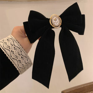 A.one Velvet Hair Clip Retro French Advanced Sense Letter Bangs Broken Hair Claw Clip Female