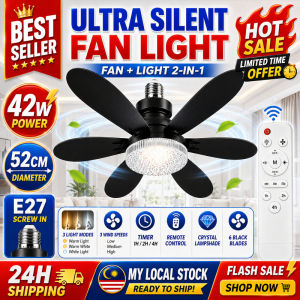 LED Ceiling Fan With Light 2 In 1 Fan Lamp 50W E27 Silent Ceiling Fan Remote Control 3 Speed Bedroom Living Room Home