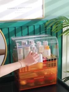Hicus Acrylic Cosmetics storage desktop dust-proof large-capacity skin care product storage organizer dressing
