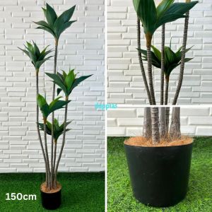 Pohon Artificial Pohon Plastik Agave Siklok Hijau Tua Latex T150 T120 T100 Pot Dasar Hitam Dekorasi Rumah Aesthetic
