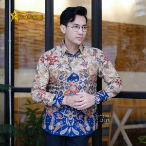 Batik Pria Kemeja Lengan Panjang Slimfit Solo Full Furing Erro Adem Seragam Kerja Kantor Casual Baju Atasan Cowok Anak Muda Hem Premium Katun Motif Bledak Putih