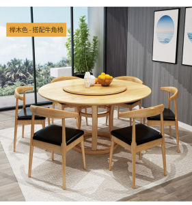 [PRE-ORDER] SX Solid wood dining table round table Nordic design with lazy Susan turntable Large size for home and restaurant use upto 14 seaters 全实木圆餐桌 (ETA: 1mth)