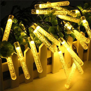 Solar Tube Lights Christmas Lights Decoration Outdoor Lighting Waterproof icicle String light 20/30 LED lights 2 Modes (White/Warm/Multicolor) for Chrismas Tree decorative Garden yard eaves indoor party Patio Porch Wedding