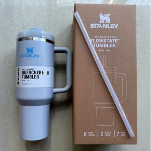 STANLEY The Quencher H2.O FlowState TUMBLER | 40 oz (1.18L) ● Stainless Steel Coffee Thermal Cup ● Reusable Straw Bottle Lid ● Car Mugs vacuum cup Stanley 40oz Liter