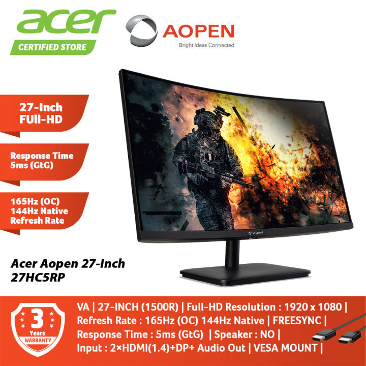 Acer Aopen 27-Inch 27HC5RP FREESYNC Curve Gaming Monitor 1920X1080