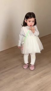 Baby spring clothing 2026 Korean-style childrens clothing girls base shirt and suspender skirt set custom-made