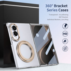 For Samsung Z Fold 4 5 6 7 Case Z Fold 8 Ultra Hard Cover Clear Scratch Resistant Glass Screen Protector Aluminum Stan