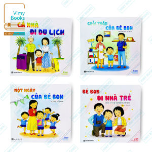 Sách - Ehon 4 Cuốn Nhật Ký Của Bé Bon - Song Ngữ Anh Việt ( Quét Mã QR Nghe Tiếng Anh )
