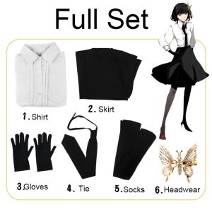 Bungo Stray Dogs Yosano Akiko Cosplay Costume Full Set Shirt Skirt Tie Gloves Socks Headdress Anime Outfit S‑XXL Optional Wig
