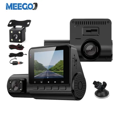 MeeGoo 3Channel Dash Cam 2Inch Display Screen 170° Wide-Angle 1080P HDR Night Vision Car Camera Suction Cup Easy Install
