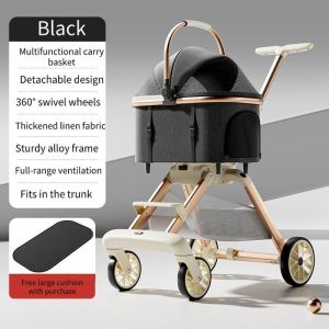 Foldable Pet Stroller Pet Travel Carrier Matibay Aluminum Frame Detachable Basket Fits Car Trunks For Small Cats Dogs