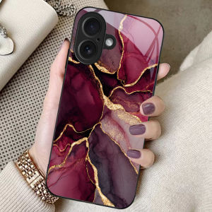 Wine red gold foil marble pattern phone case suitable for iPhone 17 16 15 14 13 12 11 Pro/Max/Plus shockproof back cover