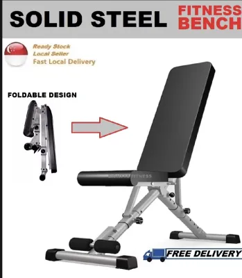 SOLID STEEL Foldable Home Gym Workout Fitness Situp Exercise Bench