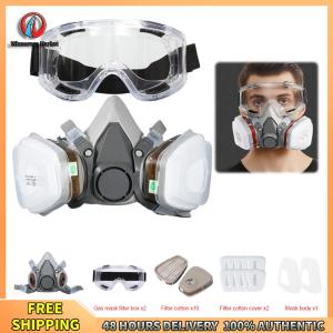 Winnereco Reusable Half Face Cover with Cotton Filter Respirator Mask Adjustable Strap Gas Mask Dust-proof for Work Protection