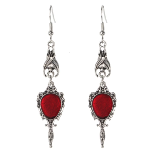 Halloween Costumes Aceessories Dark Goth Vintage Bat Red for Rhinestone Teardrop Bead Piercing Dangle Earrings for Women