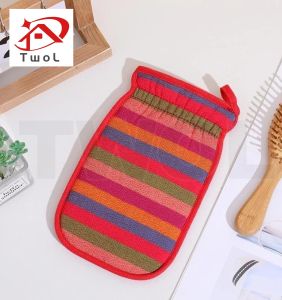 TWOL SHOP 1pcs  Glove Bathing Towel Rainbow Stripes Printed Mud Remove Dead Skin Exfoliating Shower Rubbing Towels SPA Foam Bath Supplies