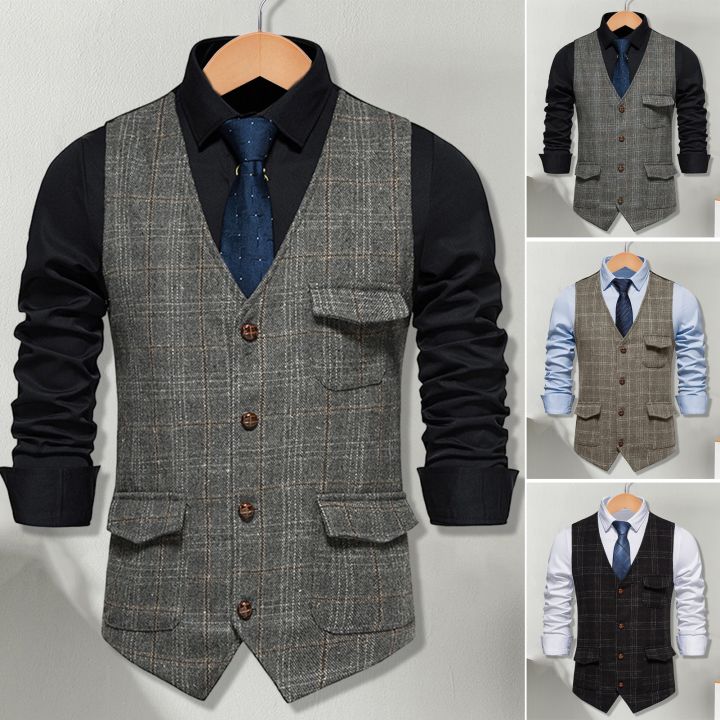 Mens plaid waistcoat hotsell