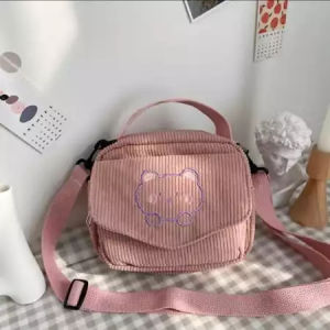 Tas Selempang Casual Wanita Tas Bahu Corduroy Vintage