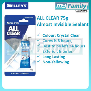 SELLEYS All Clear 75g Multi-Purpose Silicone Sealant Glass Aquarium Fish Tank Wood Door Window Seal