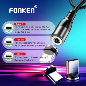 FONKEN 3 Trong 1 Cho Xiaomi Redmi Note7 Lưu Ý 8 Cáp Điện Thoại Sạc Cáp Sạc Nam Châm Loại-C Micro USB Cho LG Vivo Oppo HTC Nam Châm Dây Cáp Sạc Cho IPhone 12 6 XR X 8 Cộng Với Sạc Từ Cáp