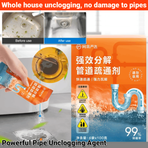 Powerful Pipe Unclogging Agent Sink Drain Pipes Cleaner Clog Remover Dissolves Grease/Hair/Oils Dredging Agent Hair Filter 管道疏通剂