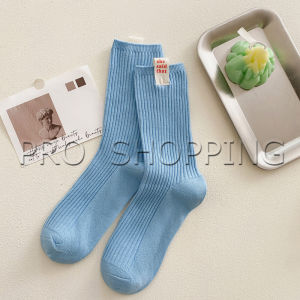 Pro ถุงเท้ากีฬา ข้อยาว ผ้าฝ้าย ถุงเท้าข้อกลาง แฟชั่นฤดูใบไม้ร่วง womens socks