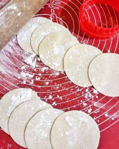 Kulit dimsum / pangsit / gyoza / siomay 8.5 cm 100 pcs POLOS BULAT