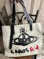 Vivienne Westwood Queen Mother West Official Flagship Store Arc De Triomphe Saturn Canvas Printed Letter Handbag Shoulder Tote Bag Underarm Women. 